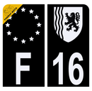 Autocollant Plaque d'immatriculation Moto Département 16 Noir