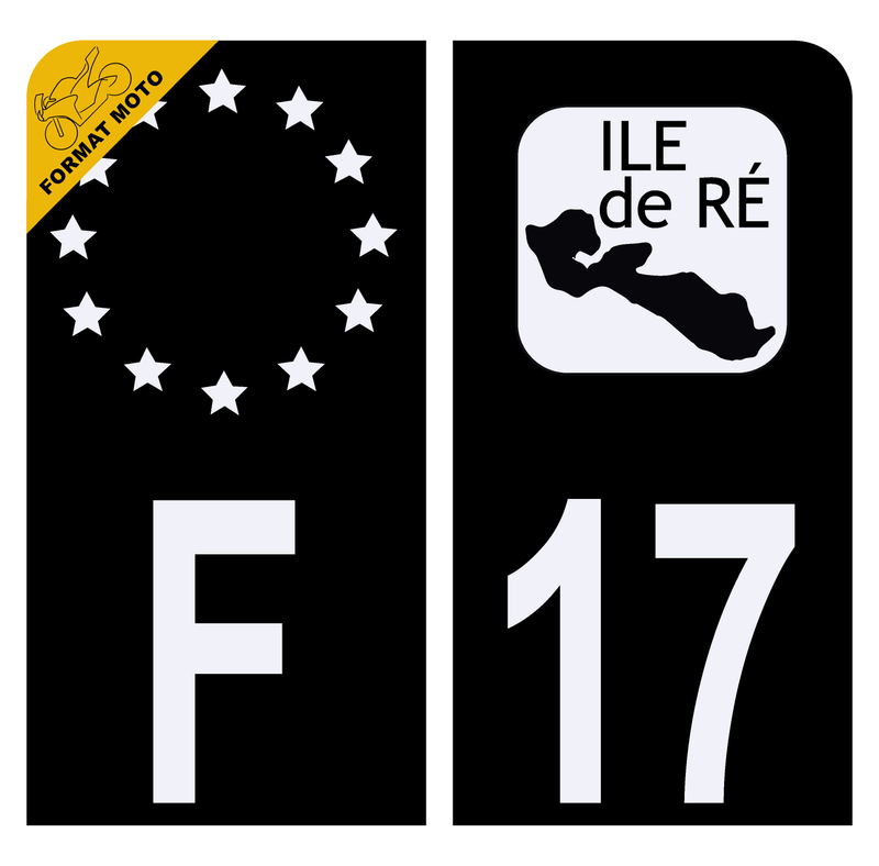 Autocollant Plaque d’immatriculation Moto 17 Île de Ré Noir