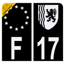 Autocollant Plaque d'immatriculation Moto Département 17 Noir