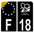 Autocollant Plaque d'immatriculation Moto Département 18 Noir