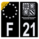 Autocollant Plaque d'immatriculation Moto Département 21 Noir