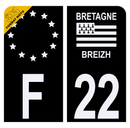 Autocollant Plaque d'immatriculation Moto Département 22 Noir