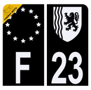Autocollant Plaque d'immatriculation Moto Département 23 Noir