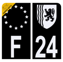 Autocollant Plaque d'immatriculation Moto Département 24 Noir