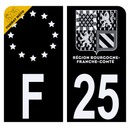 Autocollant Plaque d'immatriculation Moto Département 25 Noir