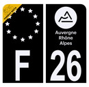 Autocollant Plaque d'immatriculation Moto Département 26 Noir