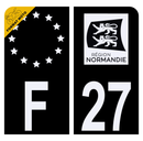 Autocollant Plaque d'immatriculation Moto Département 27 Noir