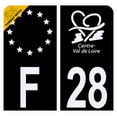 Autocollant Plaque d'immatriculation Moto Département 28 Noir