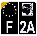 Autocollant Plaque d'immatriculation Moto Département 2A Noir