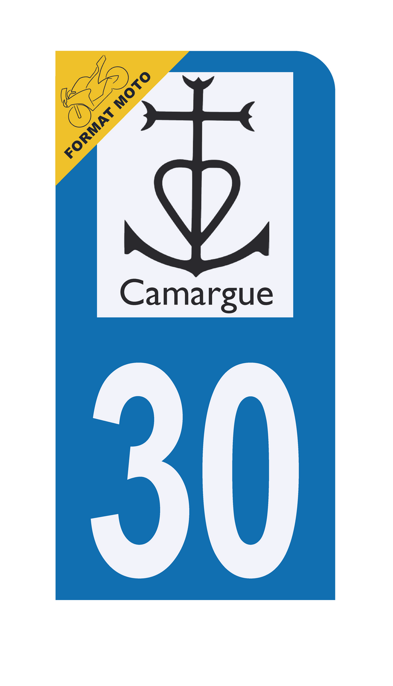 Autocollant Plaque d'immatriculation Moto 30 Logo Camargue