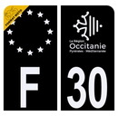 Autocollant Plaque d'immatriculation Moto Département 30 Noir