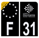 Autocollant Plaque d'immatriculation Moto Département 31 Noir