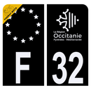 Autocollant Plaque d'immatriculation Moto Département 32 Noir