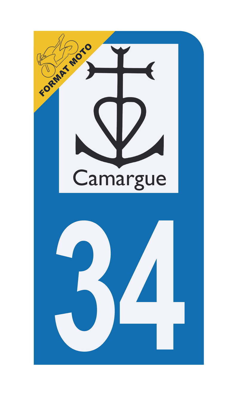 Lot De 4 Autocollants Plaque Immatriculation Département 34 Hérault - Format 45x100 Mm, Vinyle Haute Tenue Anti-UV - Fabriqué En France