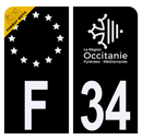 Autocollant Plaque d'immatriculation Moto Département 34 Noir