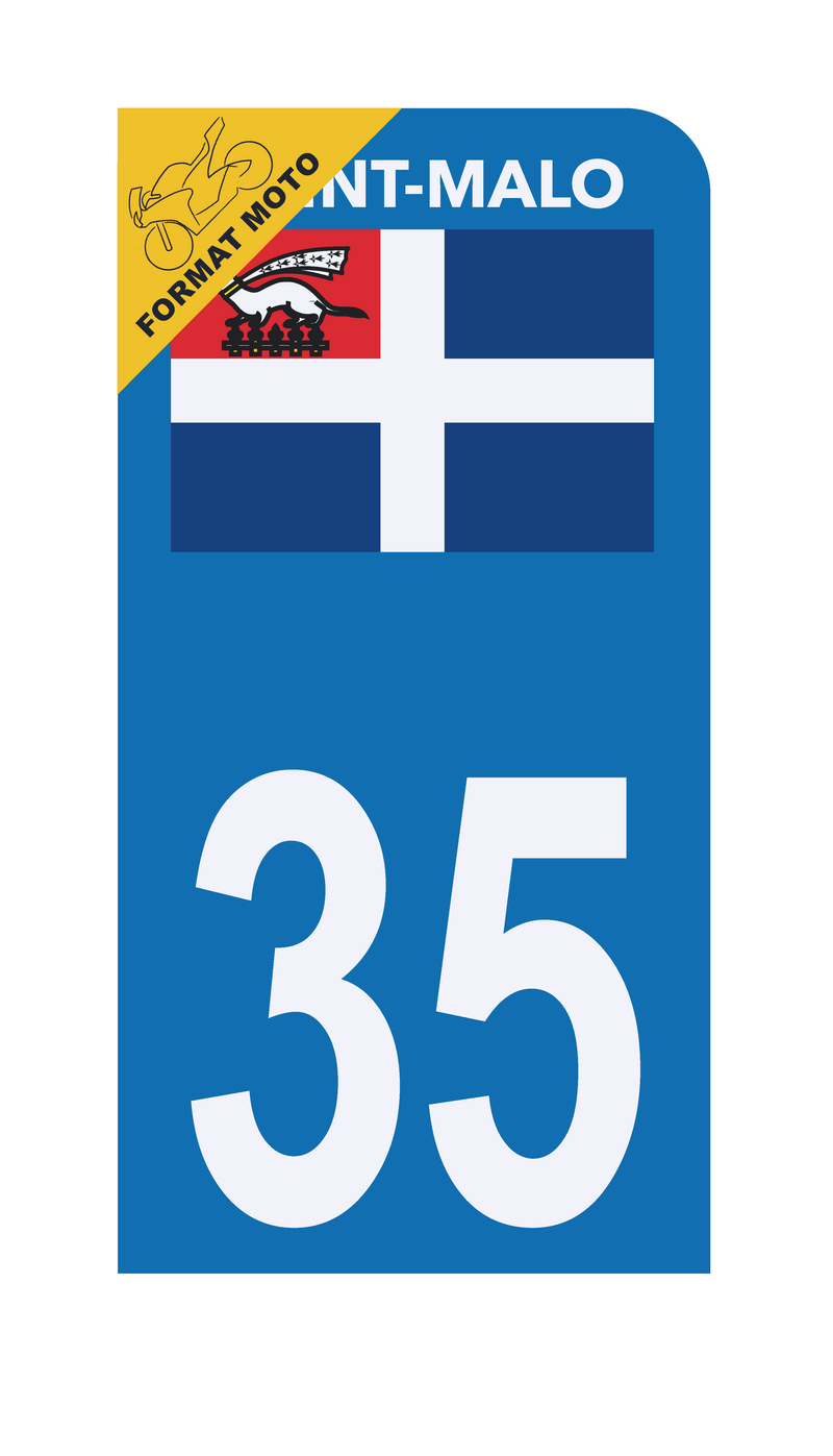 Autocollant Plaque d'immatriculation Moto 35 Saint Malo
