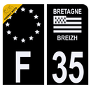 Autocollant Plaque d'immatriculation Moto Département 35 Noir