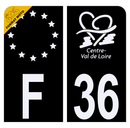 Autocollant Plaque d'immatriculation Moto Département 36 Noir