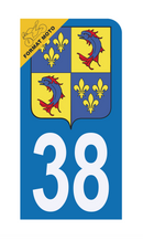 Autocollant Plaque d'immatriculation Moto 38 Blason du Dauphiné
