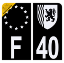 Autocollant Plaque d'immatriculation Moto Département 40 Noir