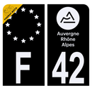 Autocollant Plaque d'immatriculation Moto Département 42 Noir