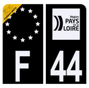 Autocollant Plaque d'immatriculation Moto Département 44 Noir