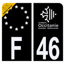 Autocollant Plaque d'immatriculation Moto Département 46 Noir