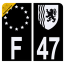 Autocollant Plaque d'immatriculation Moto Département 47 Noir