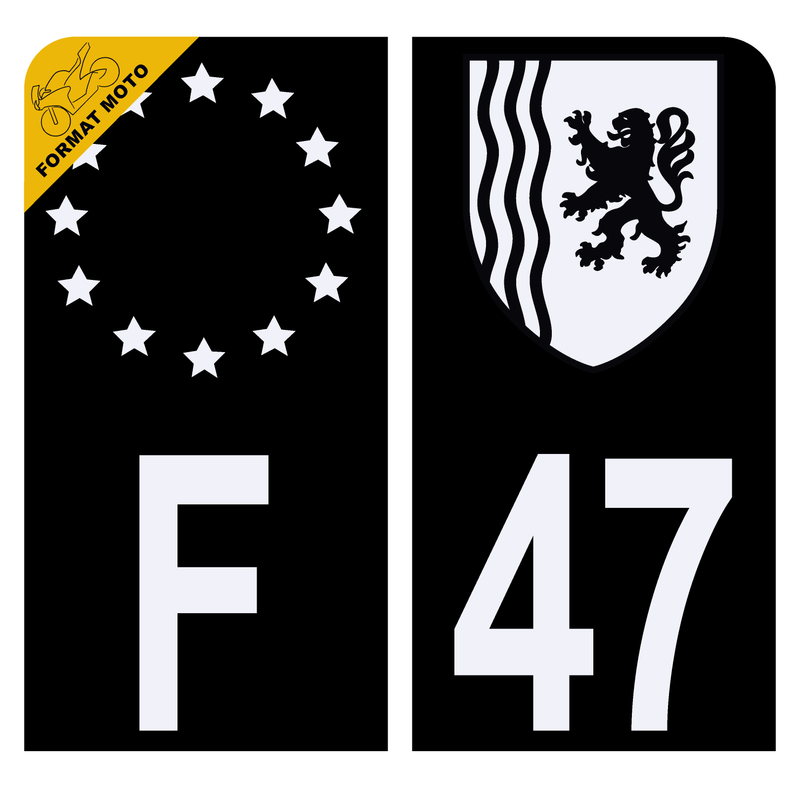 Autocollants Plaque Immatriculation Département 47 Lot-et-Garonne - Lot De 2 Stickers Région Aquitaine - 45x100 Mm - 1