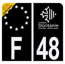 Autocollant Plaque d'immatriculation Moto Département 48 Noir