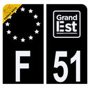 Autocollant Plaque d'immatriculation Moto Département 51 Noir