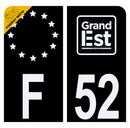 Autocollant Plaque d'immatriculation Moto Département 52 Noir