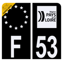 Autocollant Plaque d'immatriculation Moto Département 53 Noir