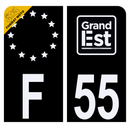 Autocollant Plaque d'immatriculation Moto Département 55 Noir