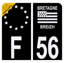 Autocollant Plaque d'immatriculation Moto Département 56 Noir