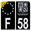 Autocollant Plaque d'immatriculation Moto Département 58 Noir