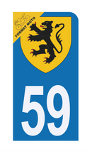Autocollant Plaque d'immatriculation Moto 59 Blason des Flandres