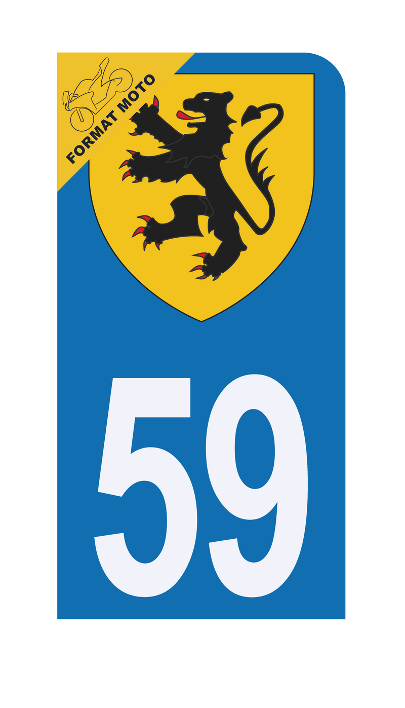 Autocollant Plaque d'immatriculation Moto 59 Blason des Flandres