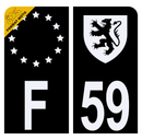 Autocollant Plaque d'immatriculation Moto 59 Blason des Flandres Noir