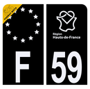Autocollant Plaque d'immatriculation Moto Département 59 Noir