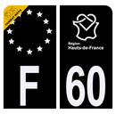 Autocollant Plaque d'immatriculation Moto Département 60 Noir