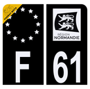 Autocollant Plaque d'immatriculation Moto Département 61 Noir