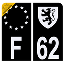 Autocollant Plaque d'immatriculation Moto 62 Blason des Flandres Noir