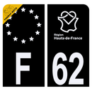 Autocollant Plaque d'immatriculation Moto Département 62 Noir