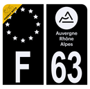 Autocollant Plaque d'immatriculation Moto Département 63 Noir