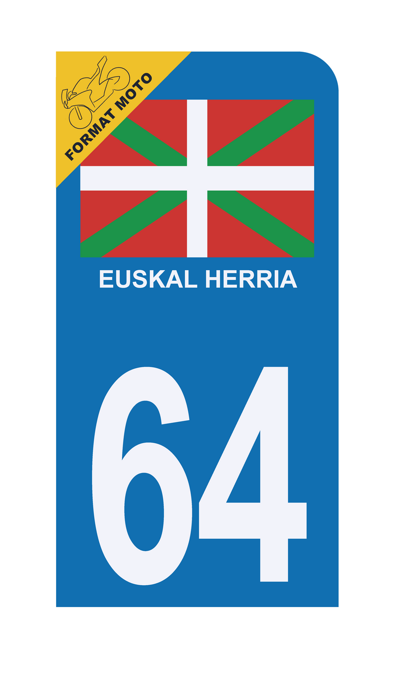 Autocollant Plaque d'immatriculation Moto 64 Euskal Herria