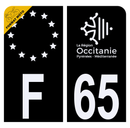 Autocollant Plaque d'immatriculation Moto Département 65 Noir