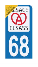 Autocollant Plaque d'immatriculation Moto Département 68 Elsass Alsace