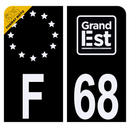 Autocollant Plaque d'immatriculation Moto Département 68 Noir