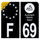 Autocollant Plaque d'immatriculation Moto Département 69 Noir